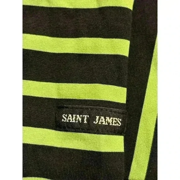 Saint James Women's Striped Dress Size 8 Green Navy Knee Length Casual - Picture 2 of 9